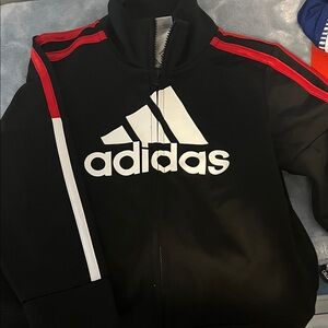 Adidas Black Jacket with Red and White Accents